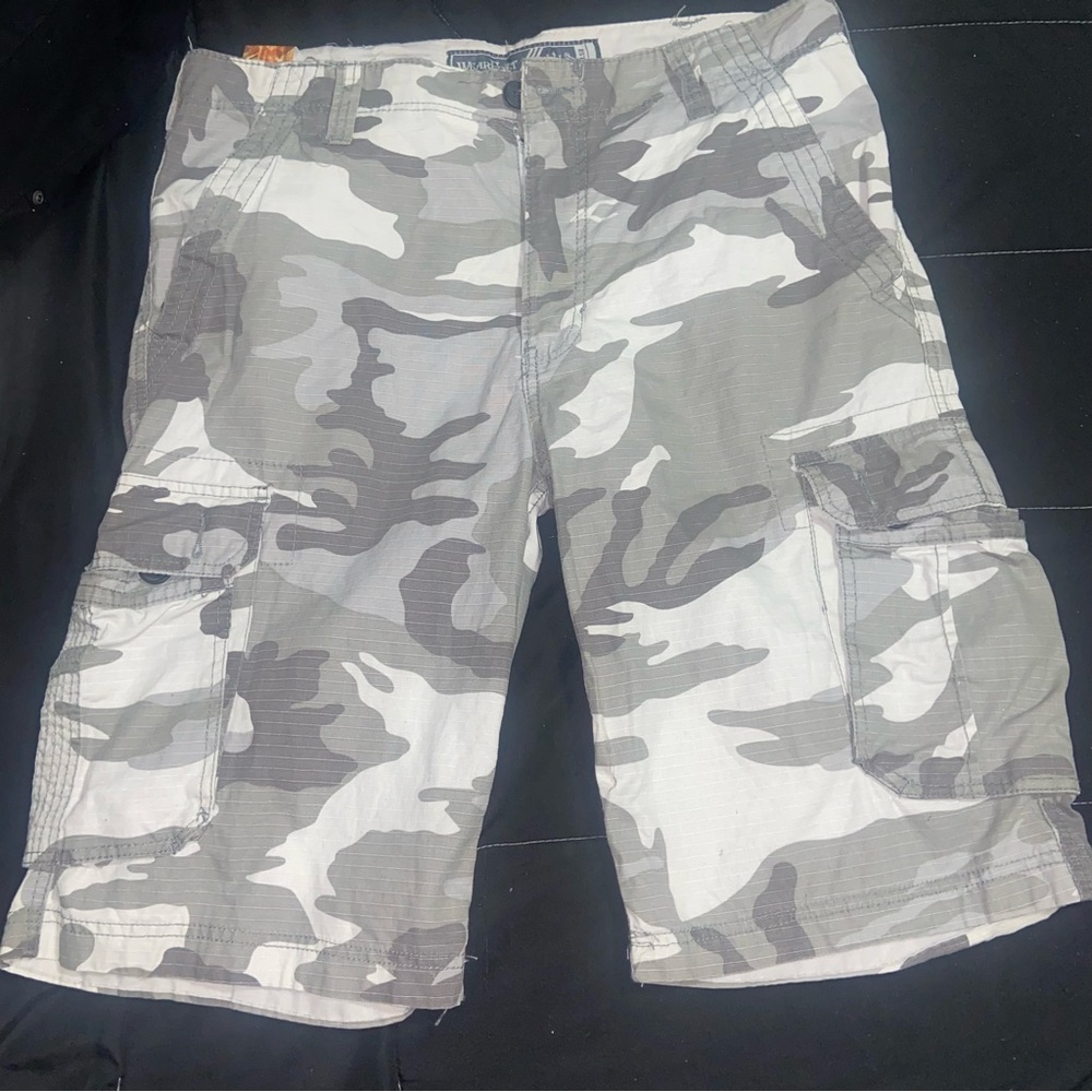 Grey Camouflage Cargo Shorts